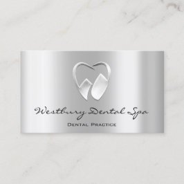 Tarjeta De Visita Dental Studio Smile Logo Dentista Gris Plateado