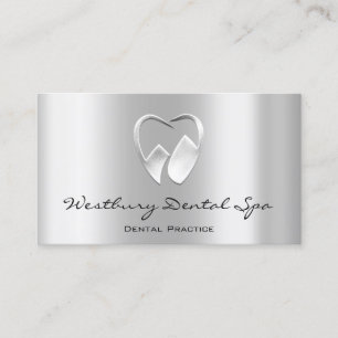 Tarjeta De Visita Dental Studio Smile Logo Dentista Gris Plateado