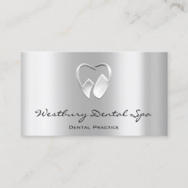 Tarjeta De Visita Dental Studio Smile Logo Silver Gray Metallic