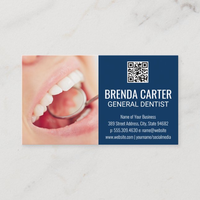 Tarjeta De Visita Dental Teeth Cleaning | QR Scan Code (Anverso)