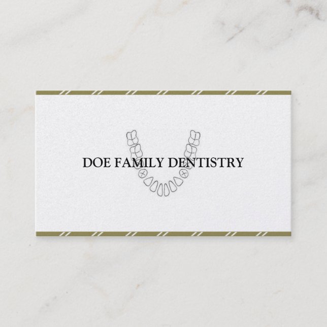 Tarjeta De Visita Dentist DDS Dental Office Teeth Gold Paper (Anverso)