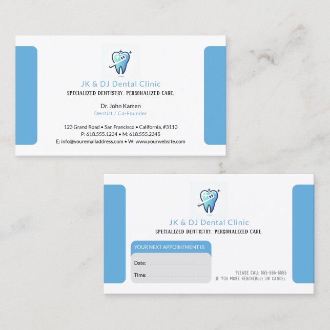 Tarjeta De Visita Dentist | Dental Appointment Card (Anverso / Reverso)