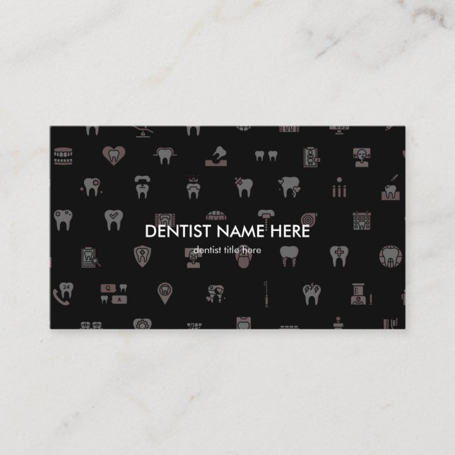 Tarjeta De Visita Dentist dental clinic icons pink (Anverso)
