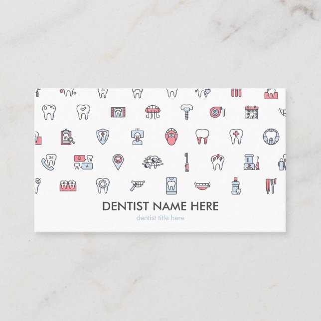 Tarjeta De Visita Dentist dental clinic icons teeth (Anverso)