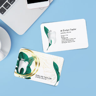 Tarjeta De Visita Dentist Dental Clinical Whitening Floral Bus