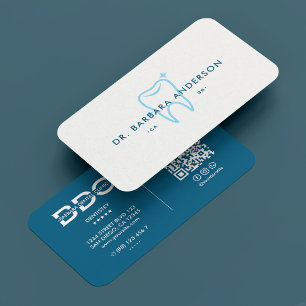 Tarjeta De Visita Dentist Dental Hygienist Minimal Ocean Blue Tooth