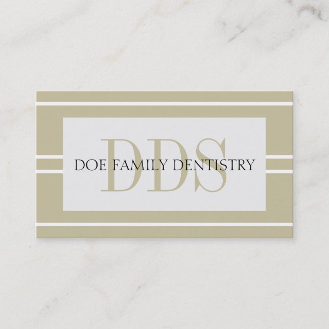 Tarjeta De Visita Dentist Dental Office Stripes DDS White Tan (Anverso)