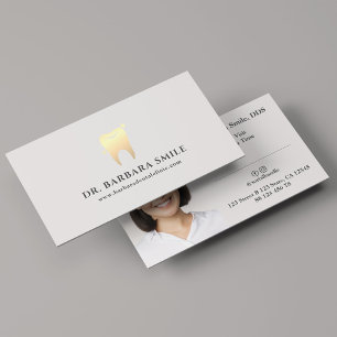 Tarjeta De Visita Dentist Faux Gold Tooth Photo Minimal