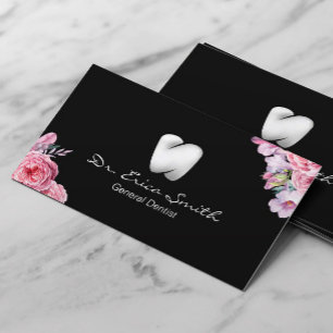 Tarjeta De Visita Dentist Floral Moderno Tooth Logo Dental Care