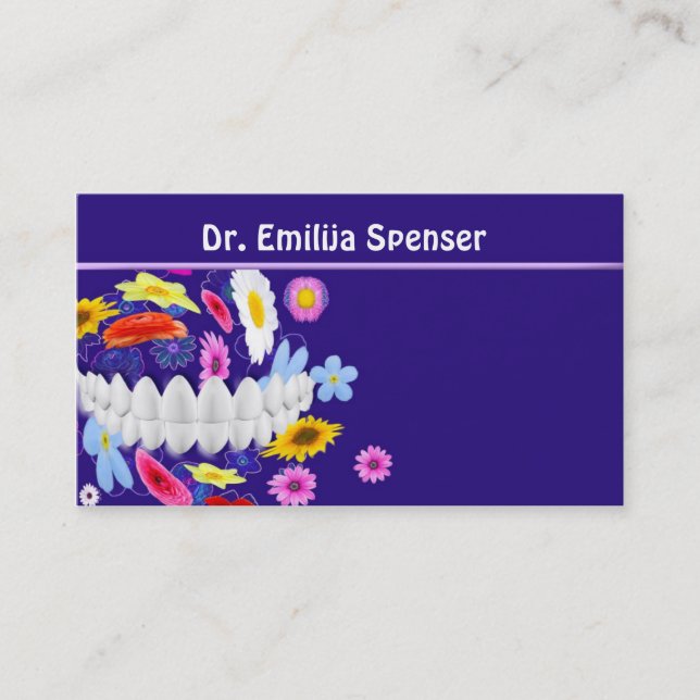Tarjeta De Visita Dentist Flower Spin Blue Business Card (Anverso)