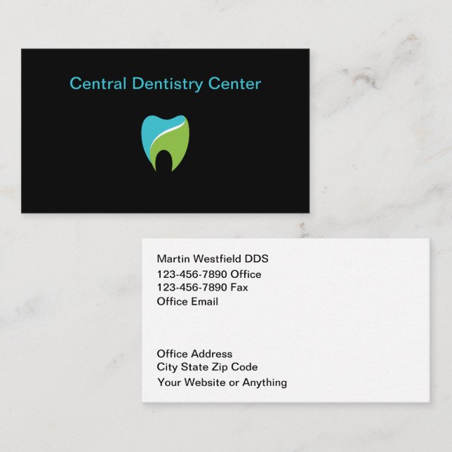 Tarjeta De Visita Dentist Office Modern Tooth Graphic (Anverso / Reverso)