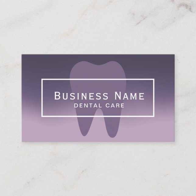 Tarjeta De Visita Dentist Tooth Elegant Púrpura Ombre Cuidado dental (Anverso)