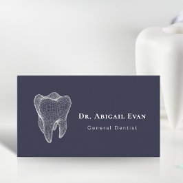 Tarjeta De Visita Dentista Azul Marino Profesional Moderno 3D Diente