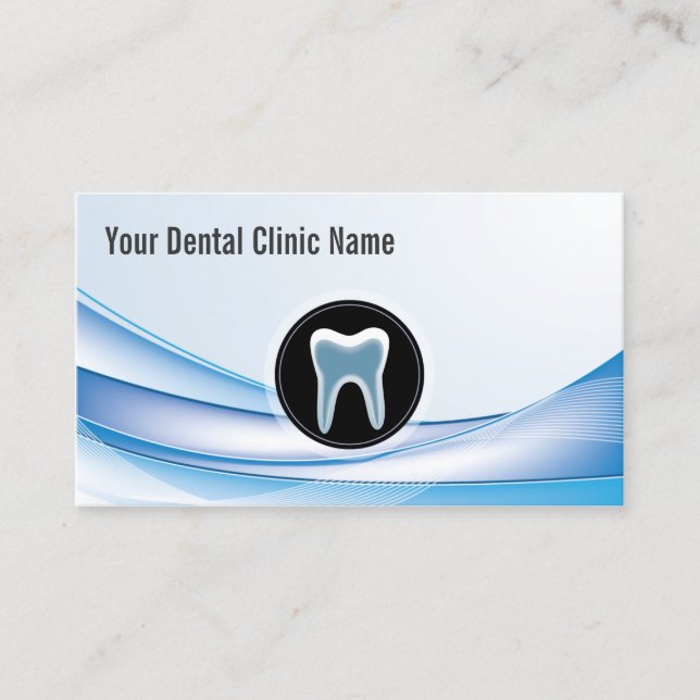 Tarjeta De Visita Dentista azul moderno de la curva del cuidado (Anverso)