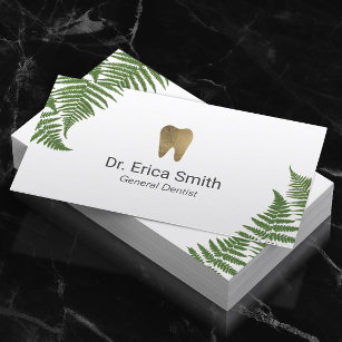 Tarjeta De Visita Dentista Botánico Fern Oro Dental Cuidado Dental