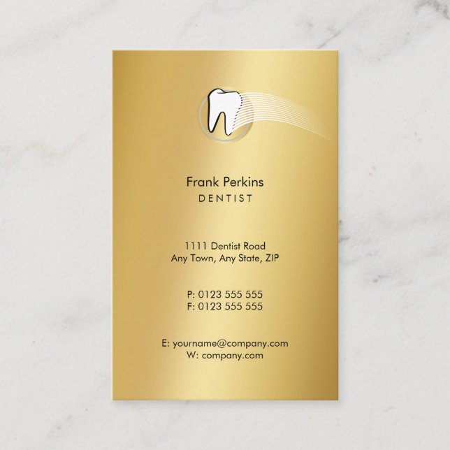 Tarjeta De Visita Dentista clásico | Oro dental (Anverso)
