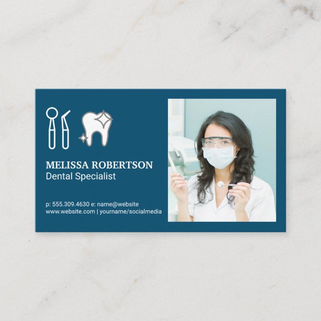 Tarjeta De Visita Dentista con herramientas dentales (Anverso)