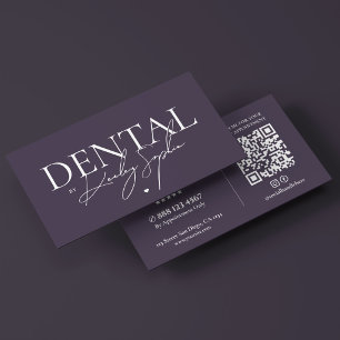 Tarjeta De Visita Dentista Cosmético Dental Mínimo Polvo Morado
