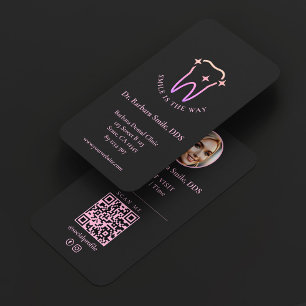 Tarjeta De Visita Dentista Cosmético Estética Dental Rosa Negro