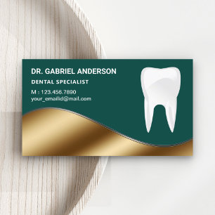 Tarjeta De Visita Dentista de Clínica Dental Odontológica de Oro y O