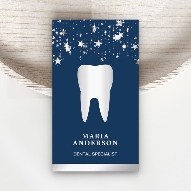 Tarjeta De Visita Dentista de Clínica Dental Silver Confetti Silver (Subido por el creador)