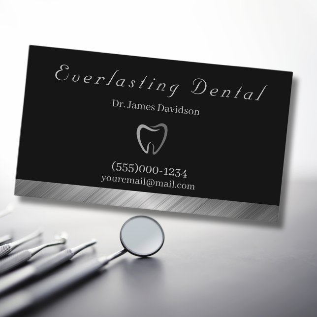Tarjeta De Visita Dentista de dientes plateado profesional de lujo (Subido por el creador)