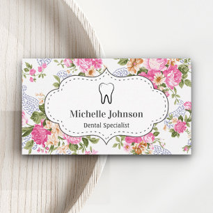 Tarjeta De Visita Dentista de la Clínica Dental Vintage Floral