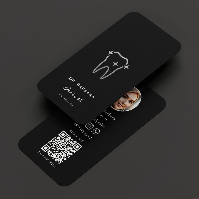 Tarjeta De Visita Dentista Dental Cosmetic Dentistry Black Silver (Dentist Dental Cosmetic Dentistry Black Silver Business Card
)