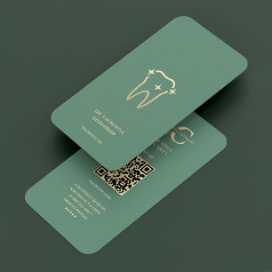 Tarjeta De Visita Dentista dental dental moderno Dusty oro Verde azu