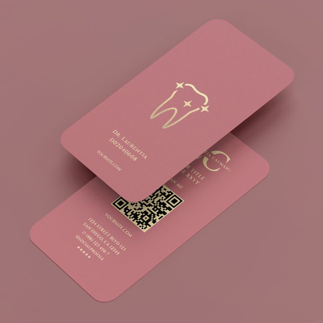 Tarjeta De Visita Dentista dental estético Dental Dusty Rosa Oro Die (Cosmetic Dentist Dental Dusty Rose Gold Tooth Business Card
)