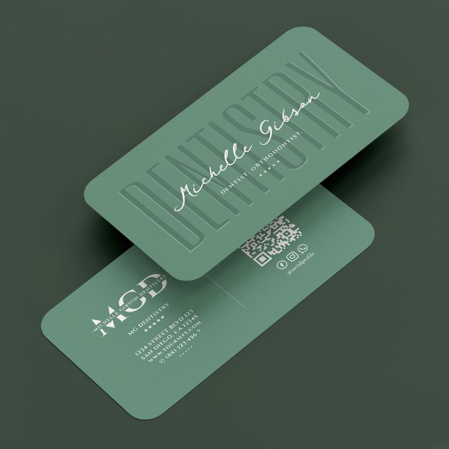 Tarjeta De Visita Dentista Dental Moderno Dentista Dusty Verde azula (Dentist Dental Modern Dentistry Dusty Teal Business Card
)