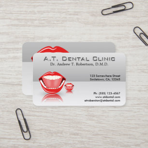 Tarjeta De Visita Dentista Dental Profesional Profesional de Gris Gr