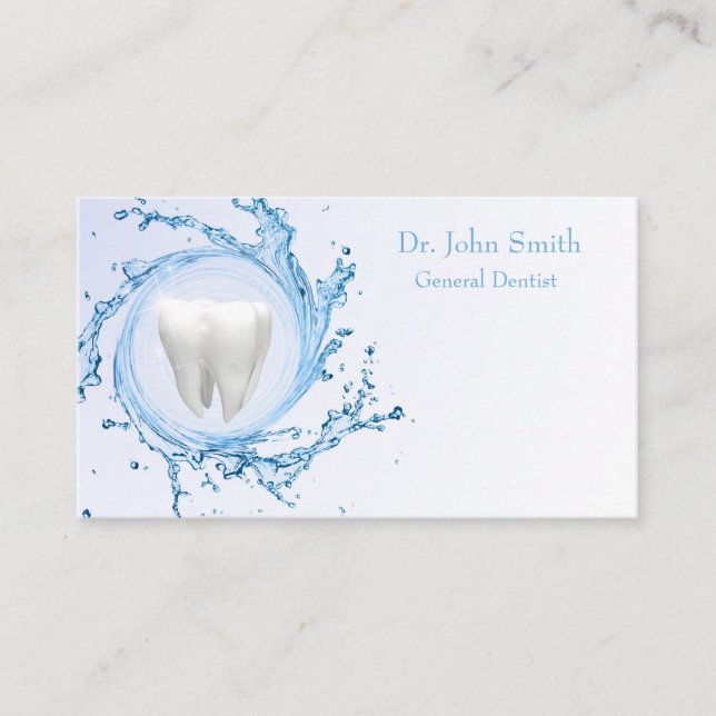 Tarjeta De Visita Dentista Dental Tooth Water Profesional (Anverso)