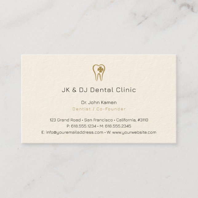 Tarjeta De Visita Dentista | Dulce dorado (Anverso)