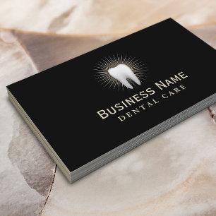 Tarjeta De Visita Dentista Elegante Dental Negro y Oro