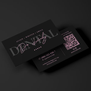 Tarjeta De Visita Dentista Estético Clínica Dental Rosa Negro Minima