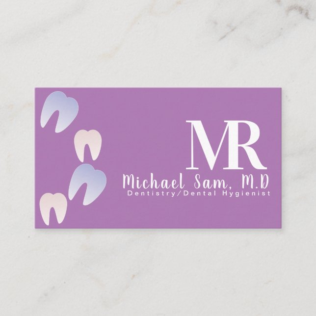 Tarjeta De Visita Dentista Higiénico MD Ombre Logotipo dental (Anverso)