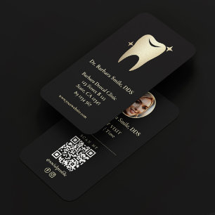 Tarjeta De Visita Dentista Implante Dental Cosmético Elegante Oro Ne