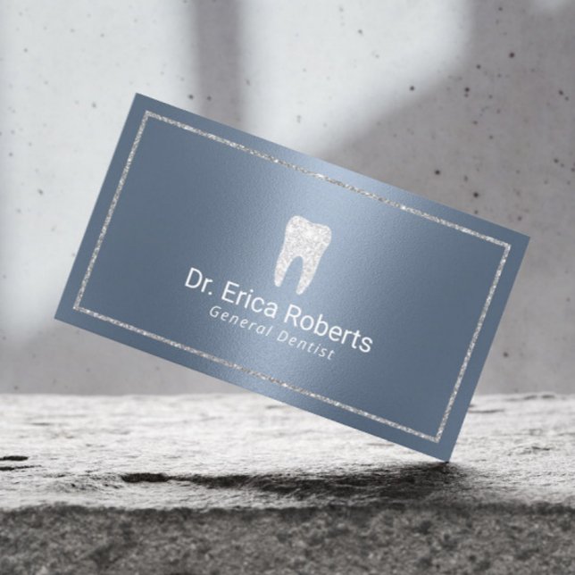 Tarjeta De Visita Dentista moderna Dusty Blue Dental Office (Subido por el creador)