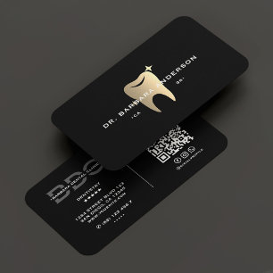 Tarjeta De Visita Dentista moderno diente de oro negro