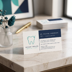 Tarjeta De Visita Dentista moderno limpio corporativo dental