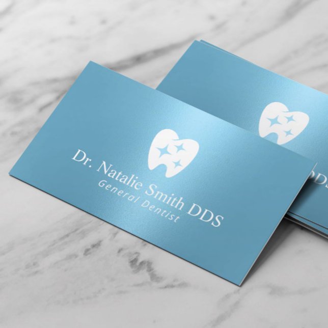Tarjeta De Visita Dentista Moderno Sparkle Tooth Logo Blue Dental Ca (Subido por el creador)
