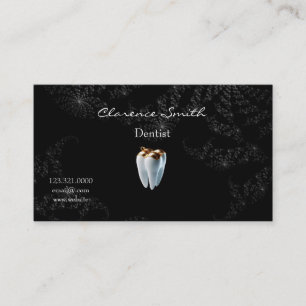 Tarjeta De Visita Dentista Noche Estrellada Negra Diente de Oro