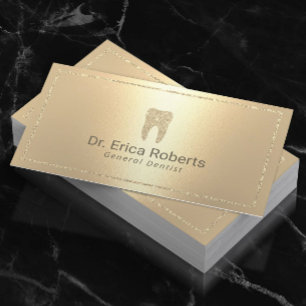 Tarjeta De Visita Dentista Oro Moderno Metálico Cuidado Dental