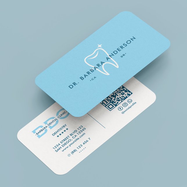 Tarjeta De Visita Dentista ortodoncista mínimo de Sky Blue Tooth (Minimal Orthodontist Dentist Sky Blue Tooth Business Card
)