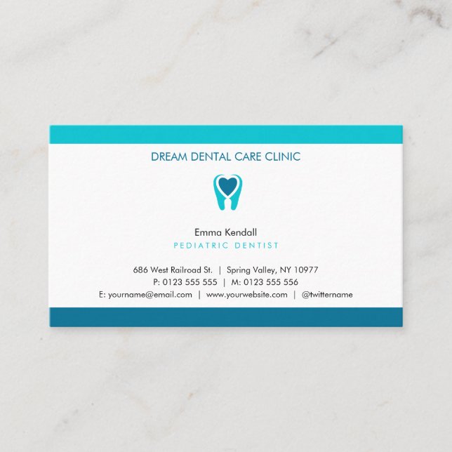 Tarjeta De Visita Dentista pediátrico | Práctica dental (Anverso)
