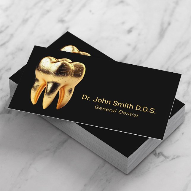 Tarjeta De Visita Dentista Profesional 3D Gold Tooth Dental Cuidado  (Subido por el creador)