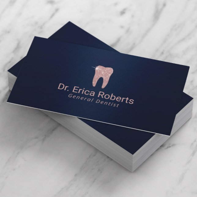 Tarjeta De Visita Dentista Rosa Oro Diente Naval Azul Cuidado Dental (Subido por el creador)