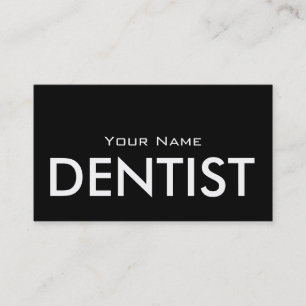 Tarjeta De Visita Dentista, simple Moda, blanco negro texto