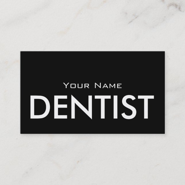 Tarjeta De Visita Dentista, simple Moda, blanco negro texto (Anverso)